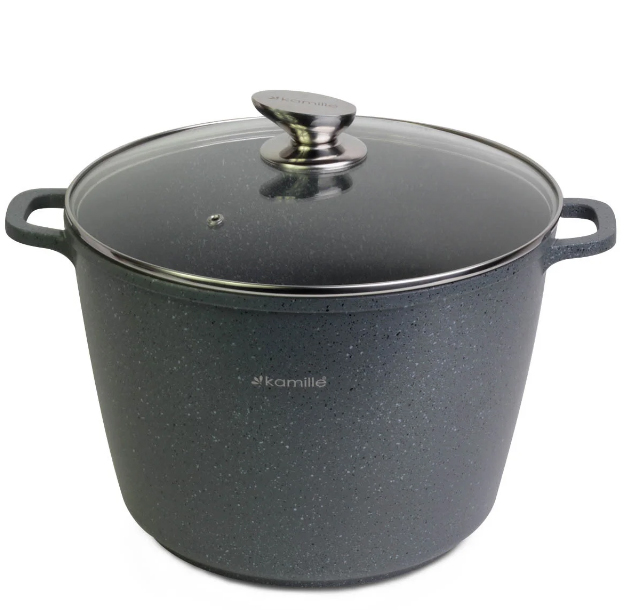 

Кастрюля 10 л из литого алюминия с антипригарным покрытием и стеклянной крышкой Kamille KM-4428