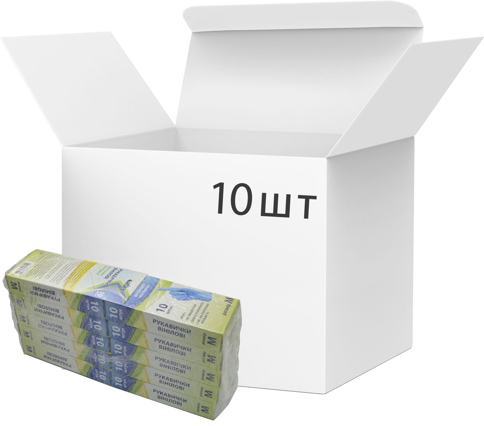 Перчатки виниловые Раскраски-Украина одноразовые неопудренные M 10 ...