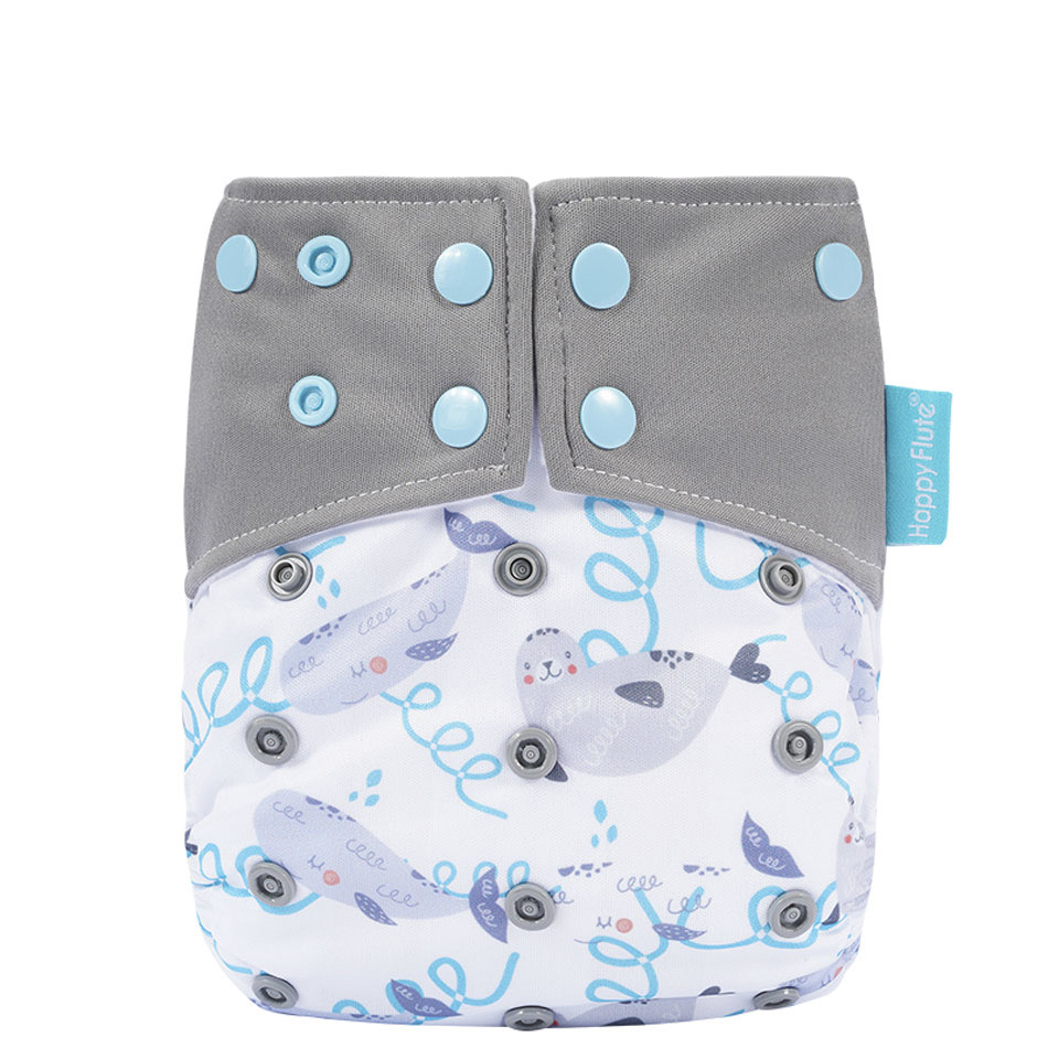 

Многоразовый подгузник Happy Flute с белой быстросохнущей подкладочной тканью вес 3-15 кг (EF204-2P)