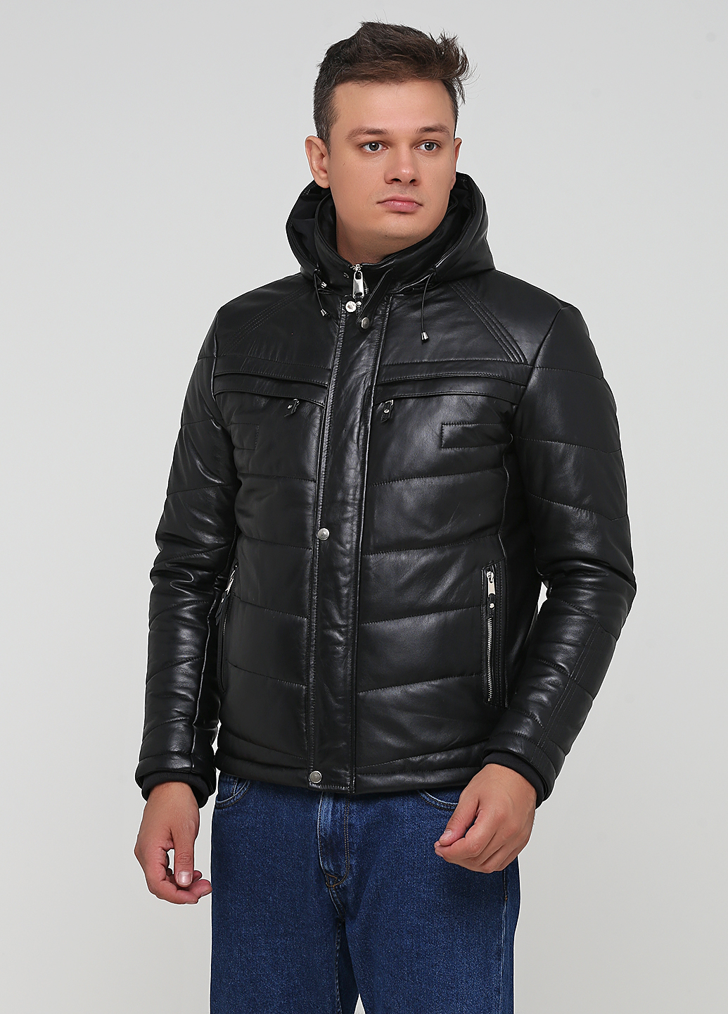

Кожаная мужская куртка демисезонная Leather Factory 094209 4XL Черная