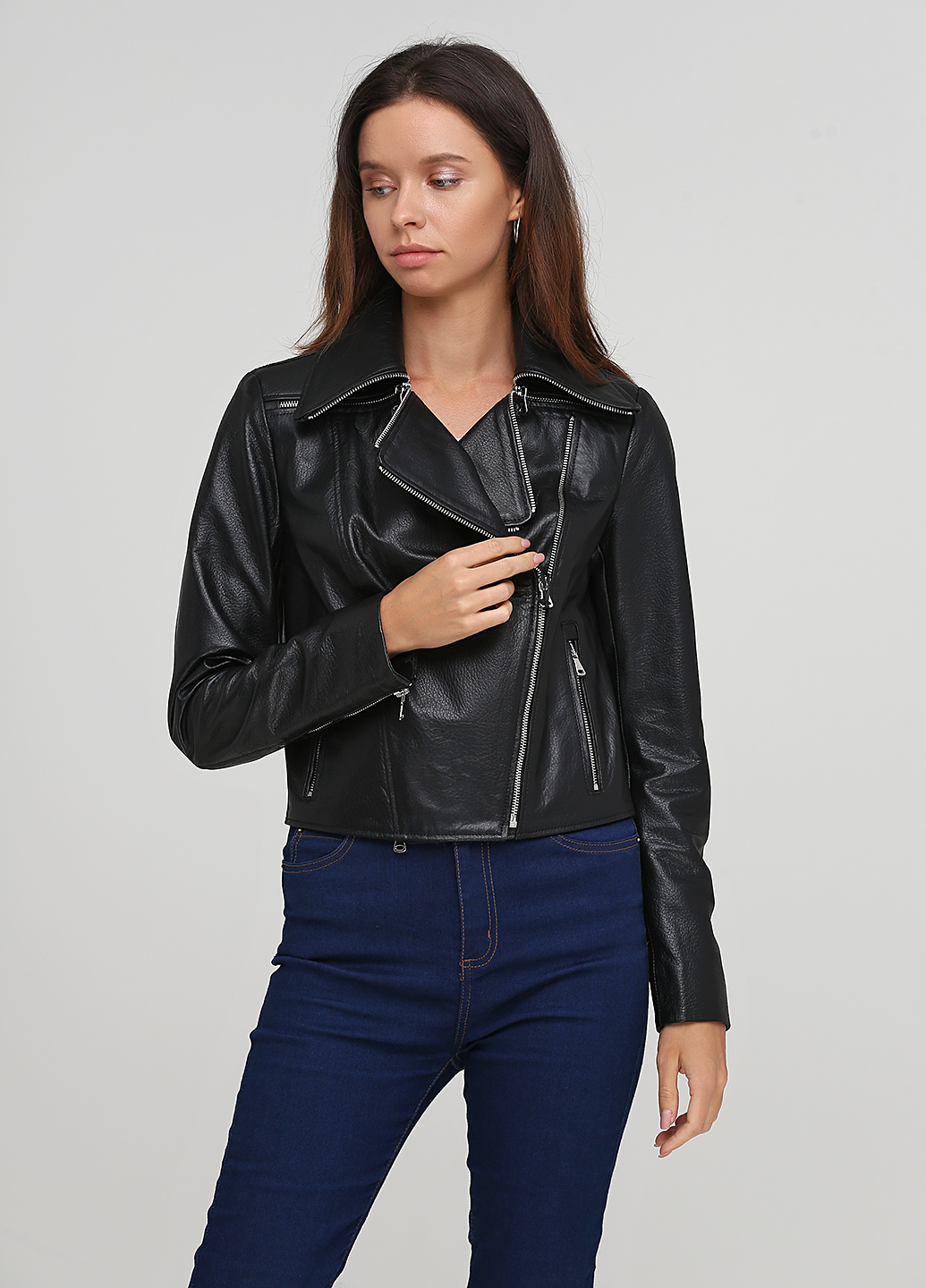 

Кожаная демисезонная куртка Leather Factory 3782 44 Черная