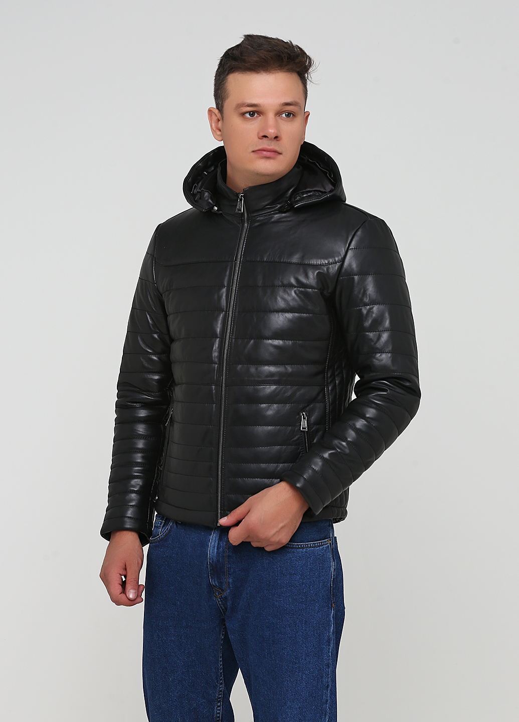 

Кожаная мужская куртка демисезонная Leather Factory 0915209 XXXL Черная
