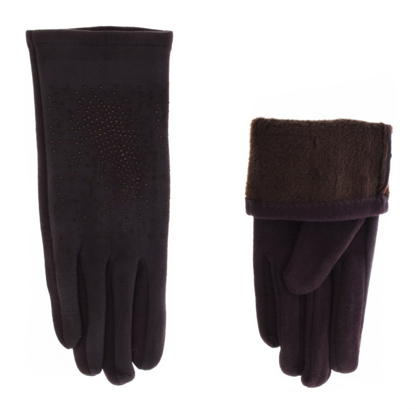 

Перчатки женские иск.замш/хлопок, подкладка плюш, для сенсорных экранов, цвет коричневый, размер 6, pov23036