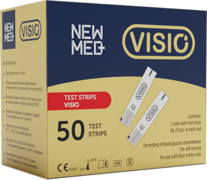 Тестовые полоски для глюкометра NEWMED Visio 50 шт. S0218 | ROZETKA