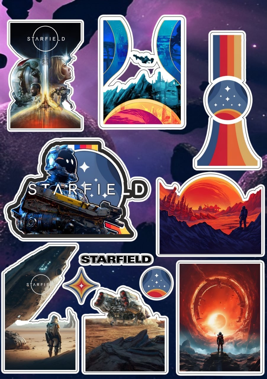 Наклейки Стикеры А5 самоклеющаяся бумага "STARFIELD / Старфилд" стикера ...