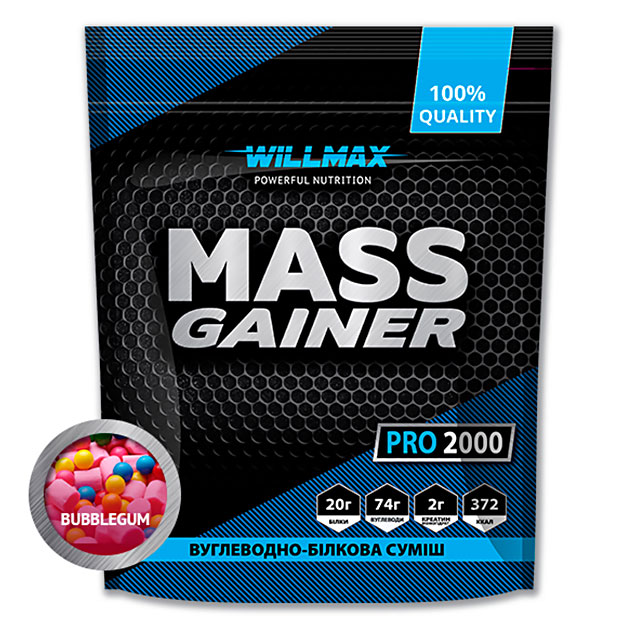 

Гейнер Willmax Mass Gainer Pro 2000 г Бабл-Гам