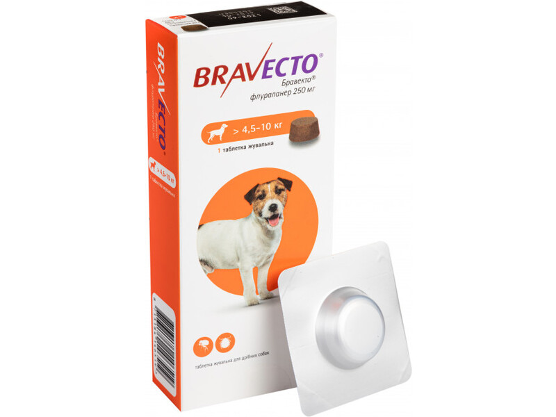 Жевательная таблетка от блох и клещей Bravecto (Бравекто) для собак ...