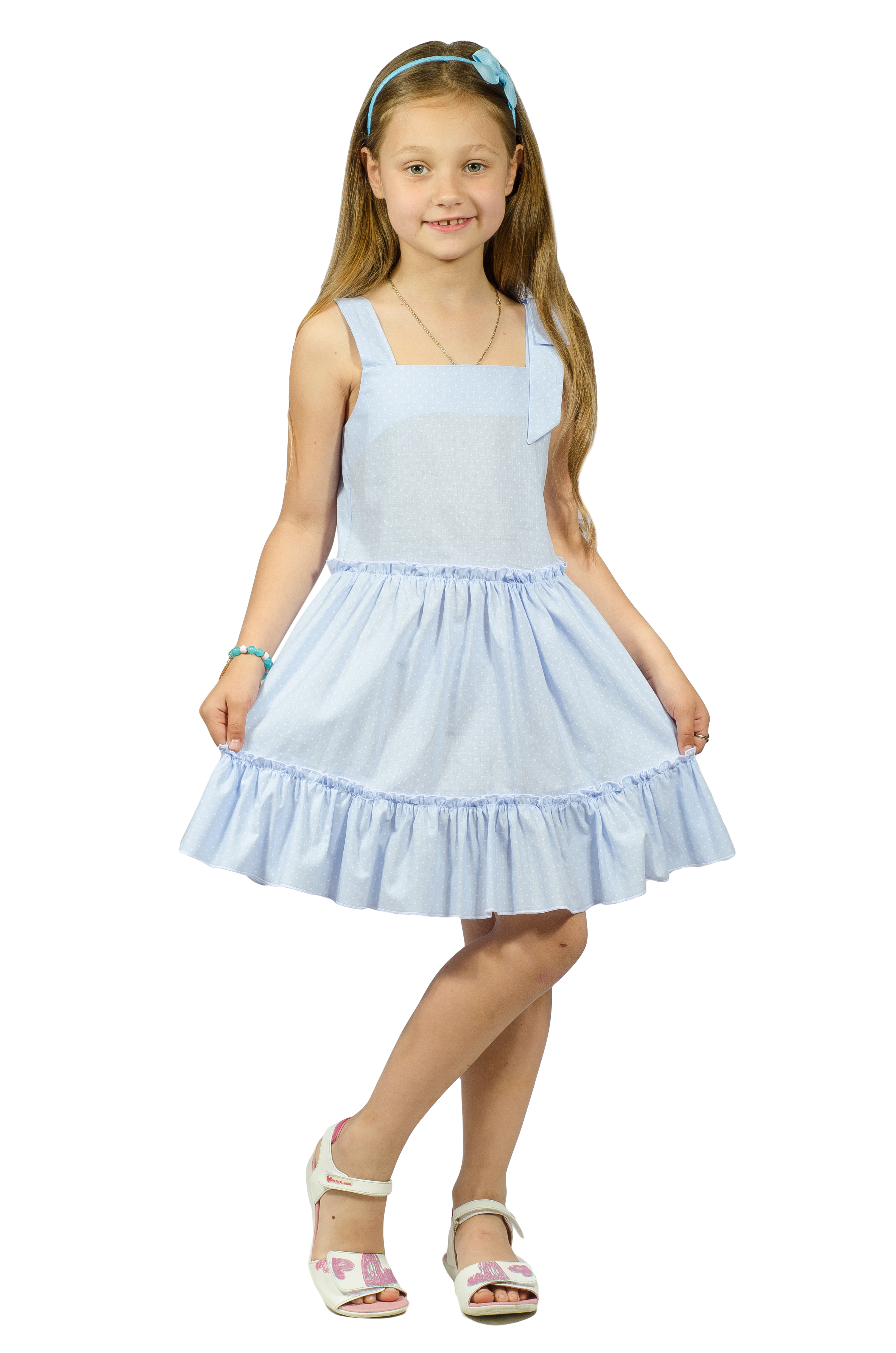 

Сарафан KidsCouture Рубашечний текстиль 140 см Блакитний