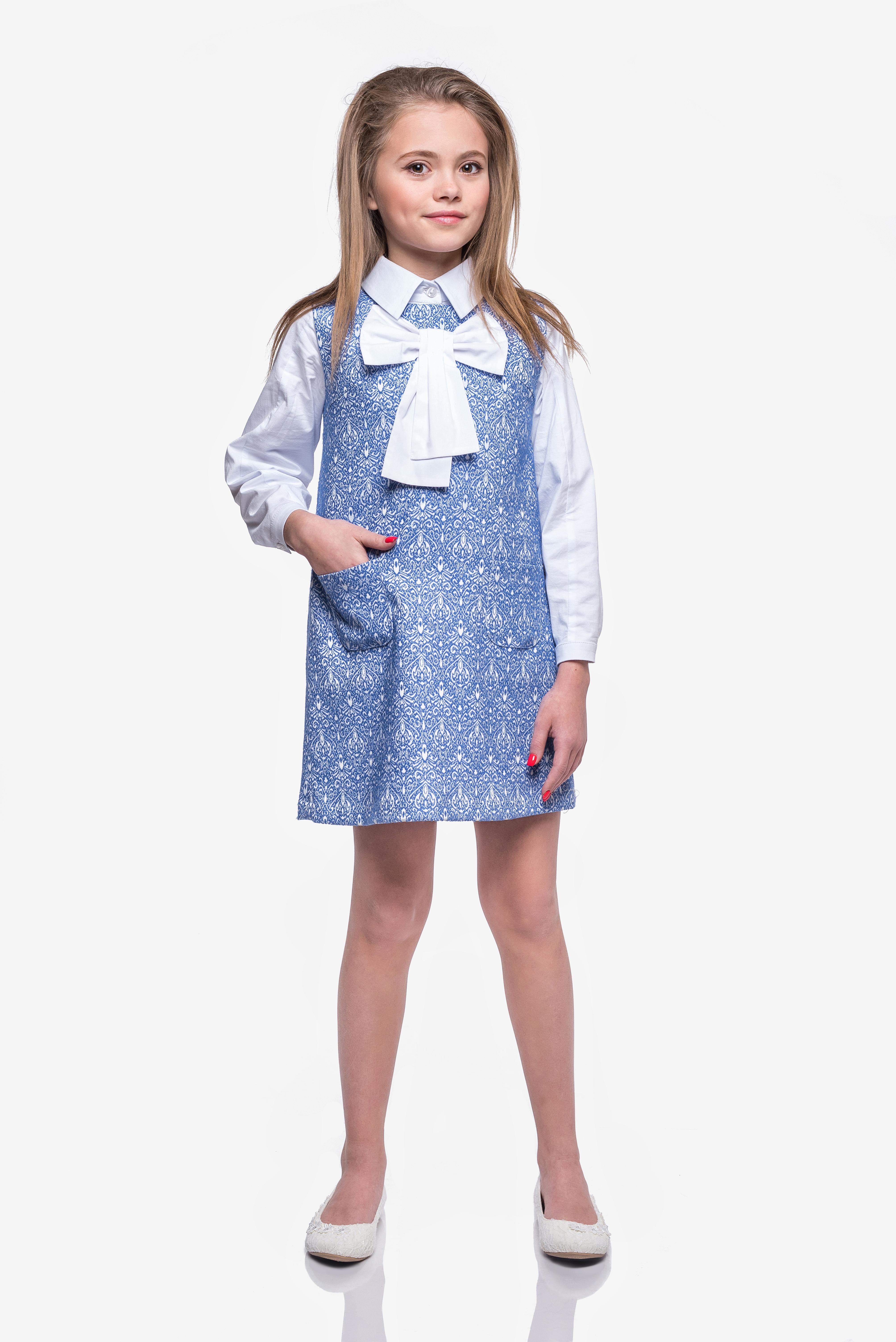 

Сарафан бант KidsCouture Жаккард 110 см Синій