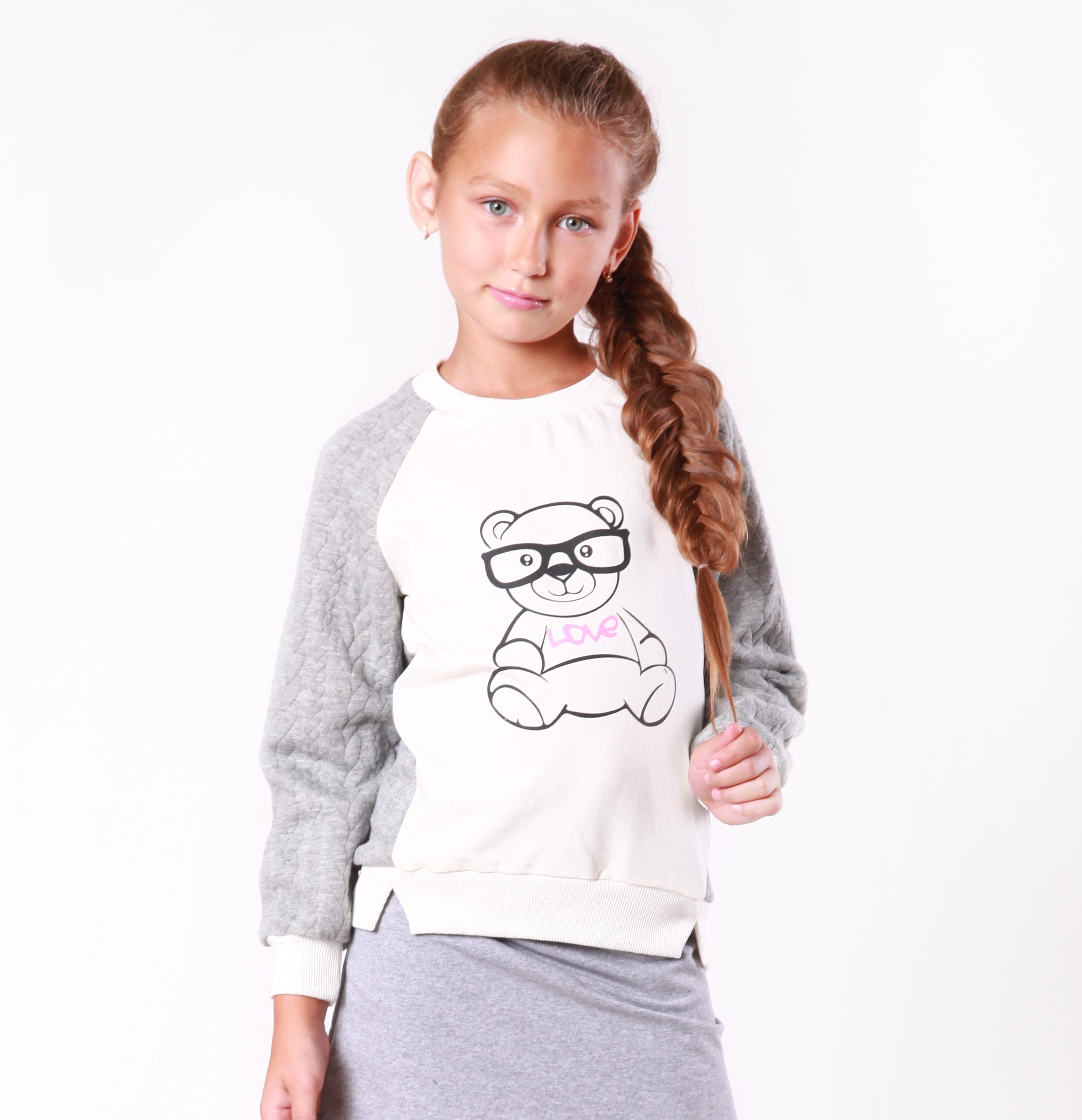 

Світшот KidsCouture Ведмедик в окулярах Футер без начісу 122 см Молочний