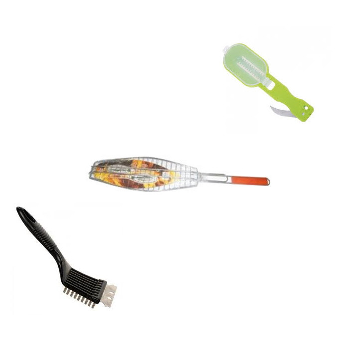 

Набор для рыбы Home Fest гриль решетка для барбекю, рыбочистка и щетка для чистки решетки