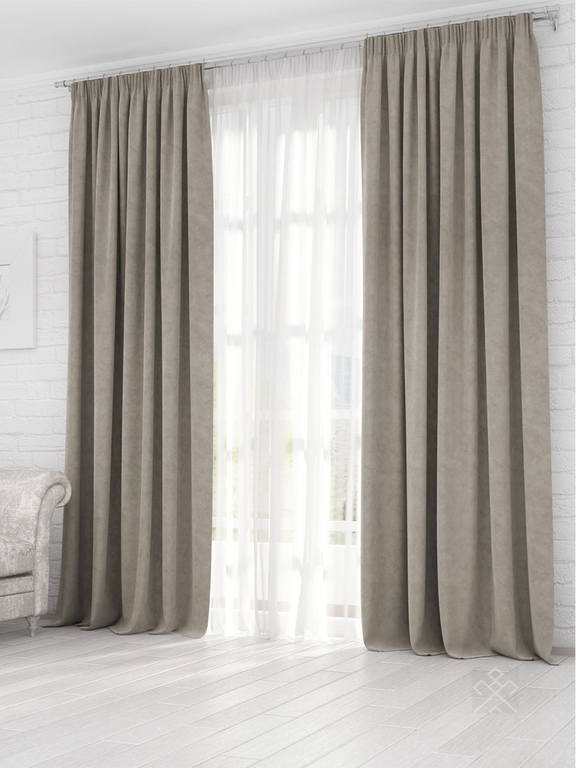 

Шторы портьеры однотонные Бархат Jolie maison 250x270 см 2 шт Кофе с молоком
