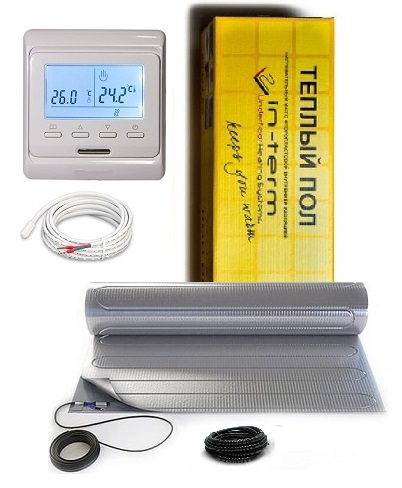 

Алюминиевый нагревательный мат IN-THERM под ламинат 4 м² 8 м 600 Вт в комплекте с программируемым терморегулятором