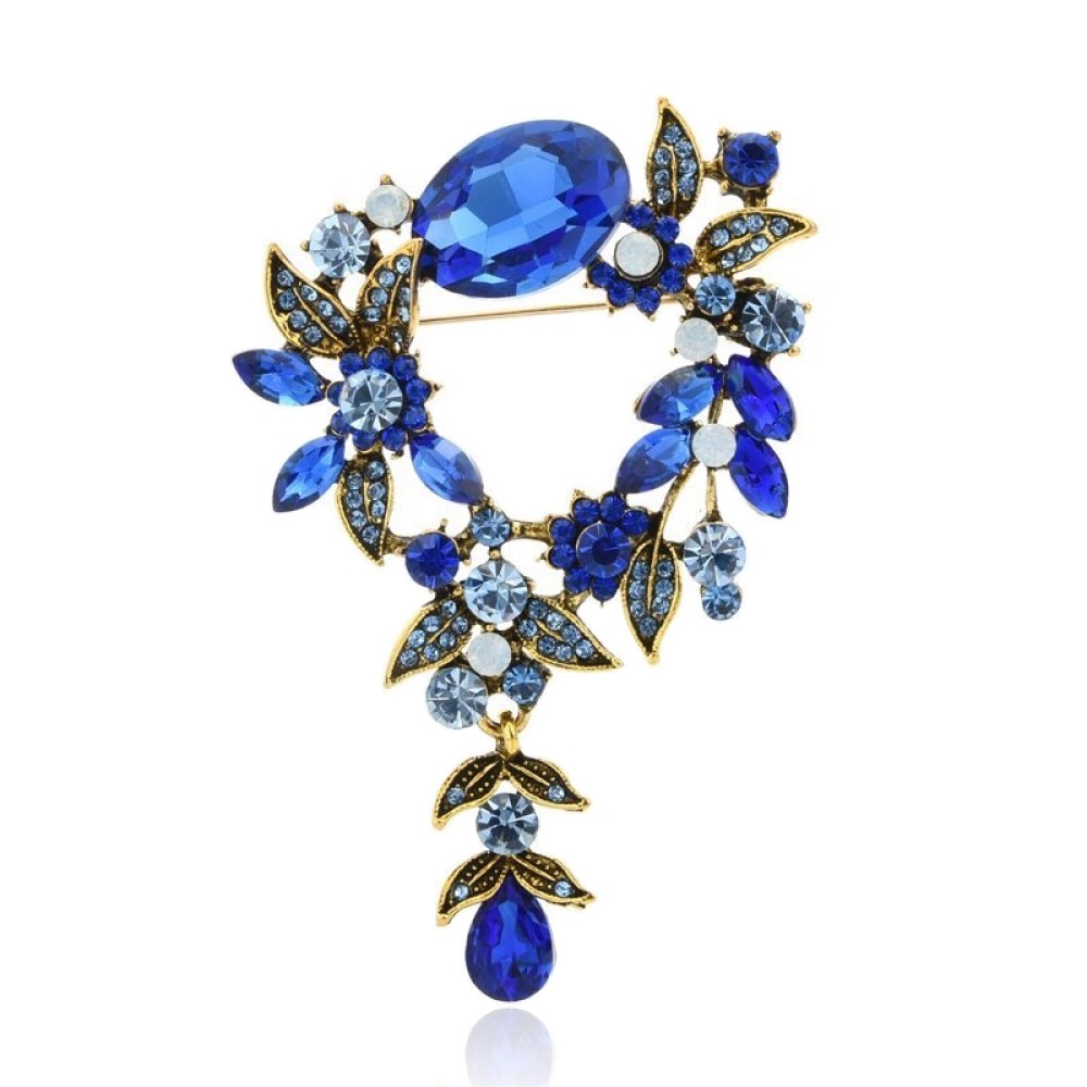 

Брошь-кулон женская BROCHE бижутерия с кристаллами Цветы Капель голубая BRBF111328