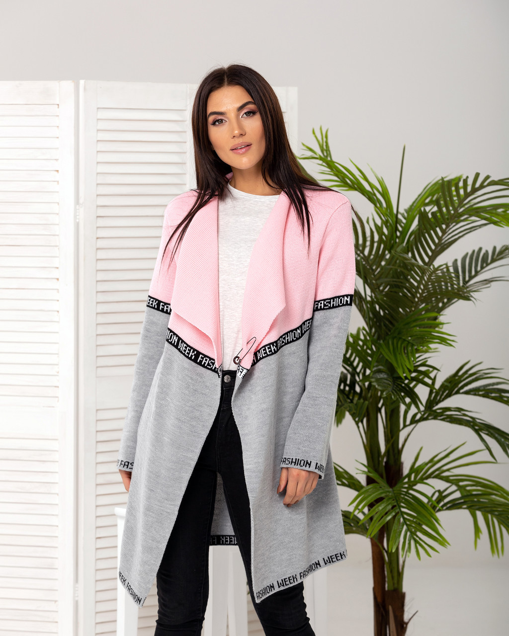 

Кардиган MEREZHKA FashionWeek рожевий з сірим, Кардиган MEREZHKA FashionWeek рожевий з сірим One Size