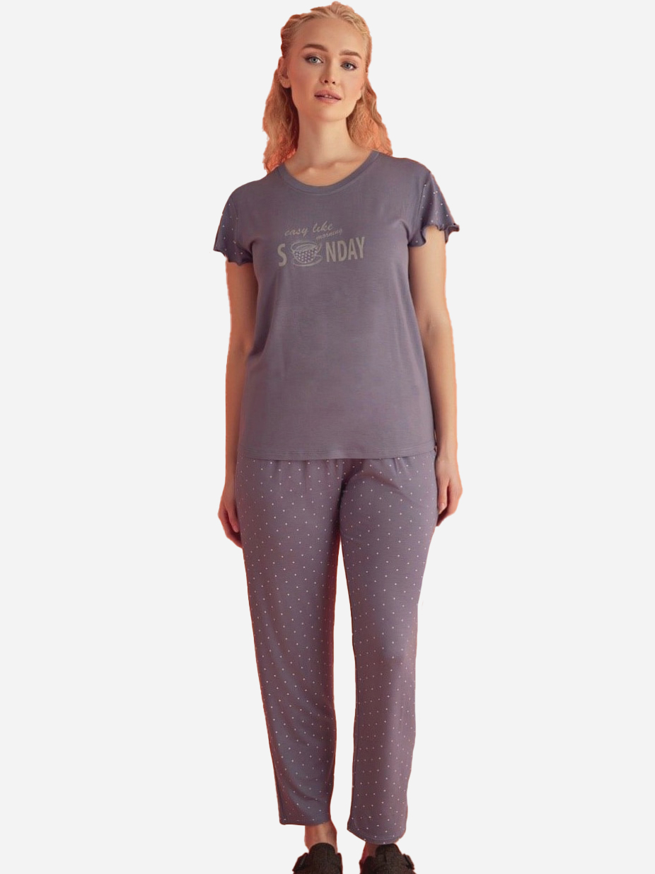 Акція на Піжама (футболка + штани) жіноча великих розмірів Angel's secret 189982 4XL Синя від Rozetka