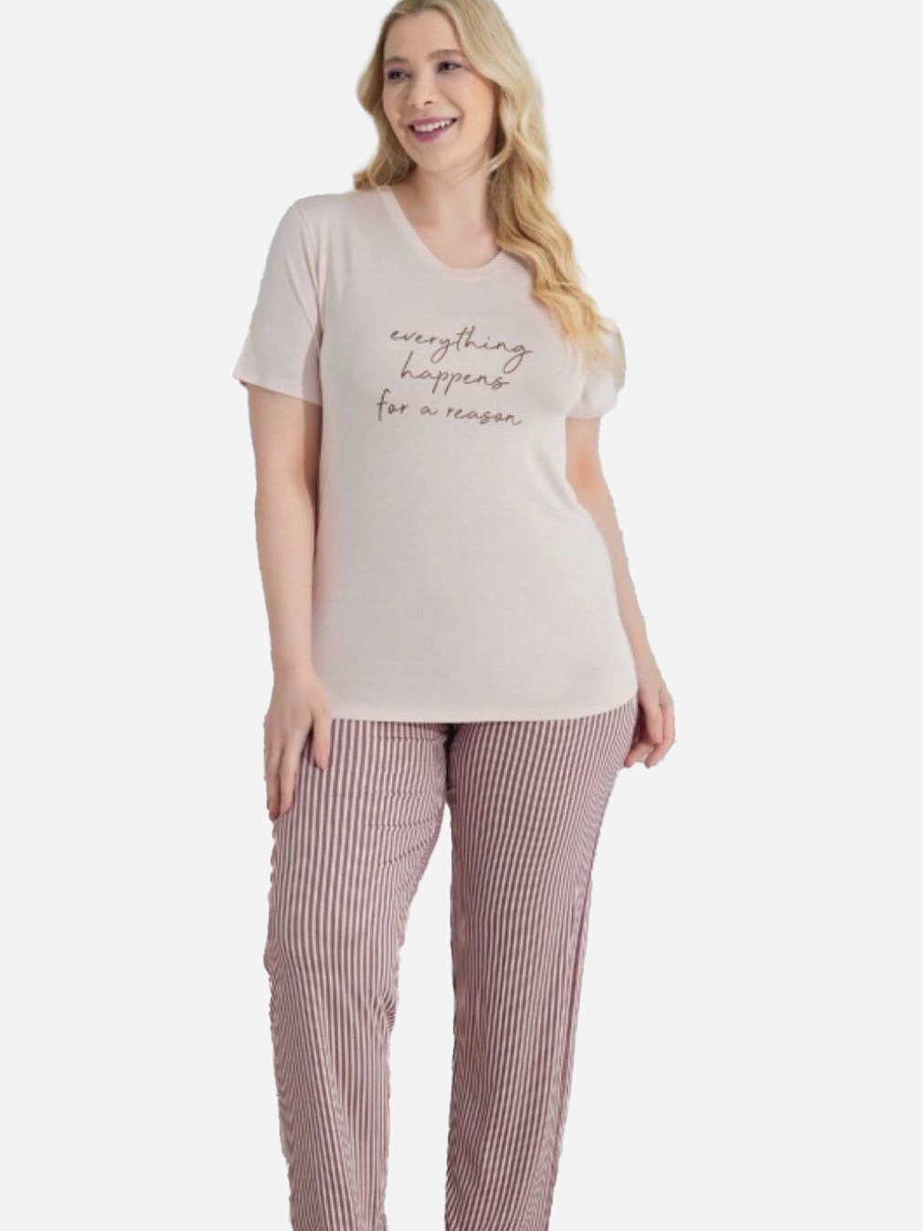 Акція на Піжама (футболка + штани) жіноча великих розмірів Angel's secret 189987 3XL Світло-рожева від Rozetka