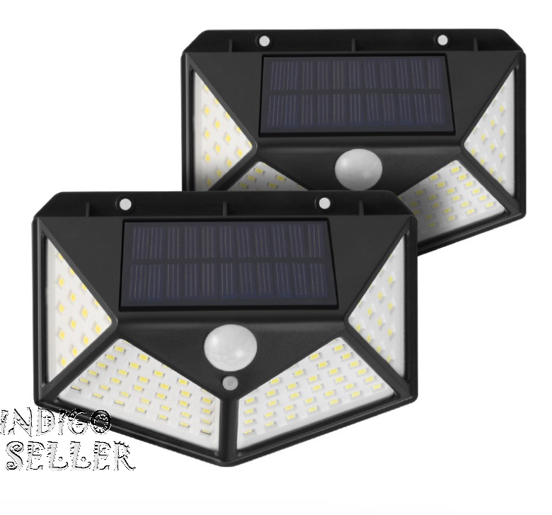 

Уличный фонарь прожектор настенный светодиодный LED светильник Lesko SH-100 на солнечной батарее с датчиком движения и датчиком света 100 LED 2 шт
