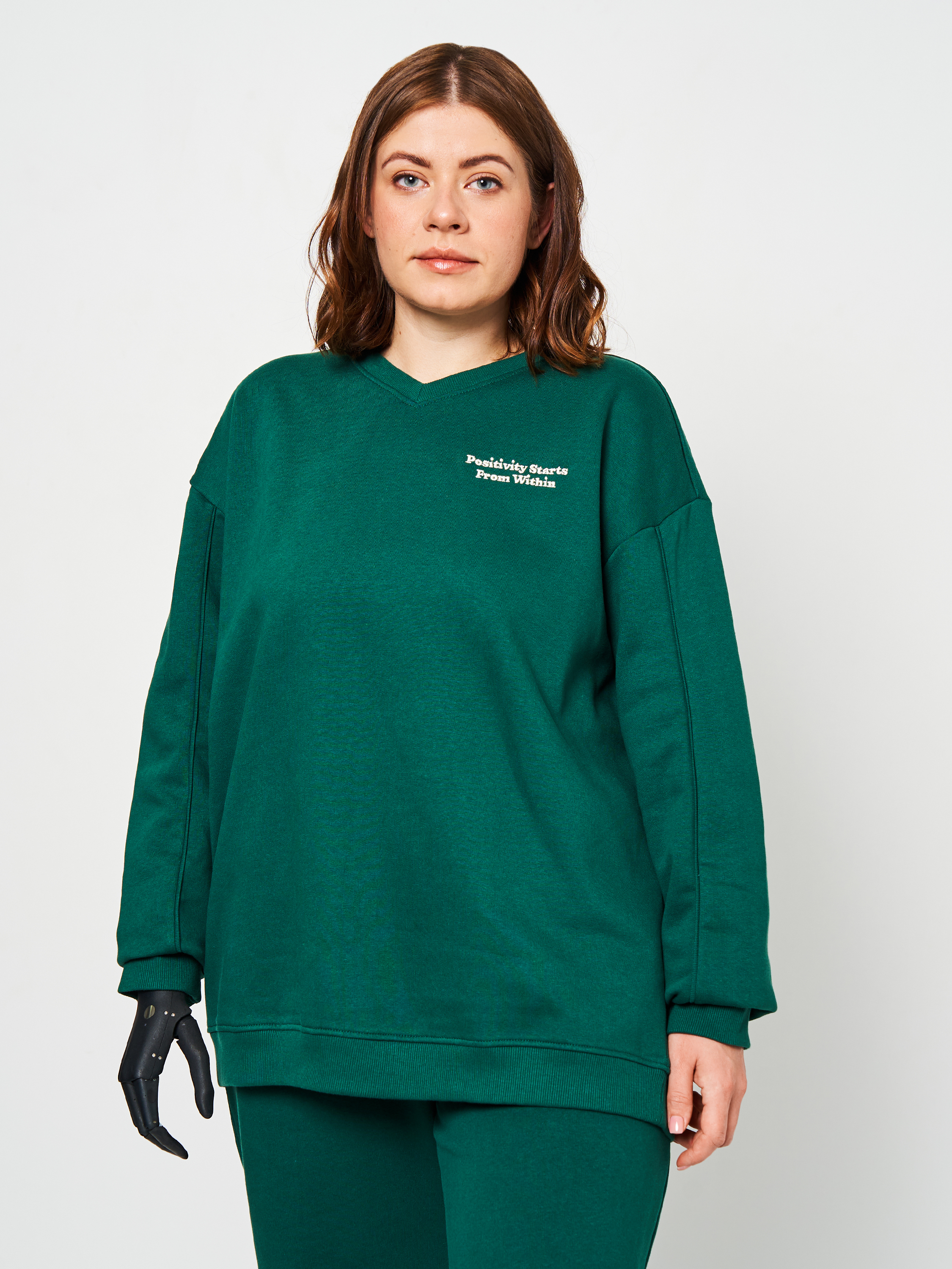Акція на Світшот жіночий Outhorn Sweatshirt F283 OTHSS23TSWSF283-40S L Зелений з принтом від Rozetka