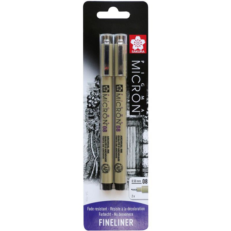 

Набор линеров Sakura Pigma Micron черные 2шт. 0.8