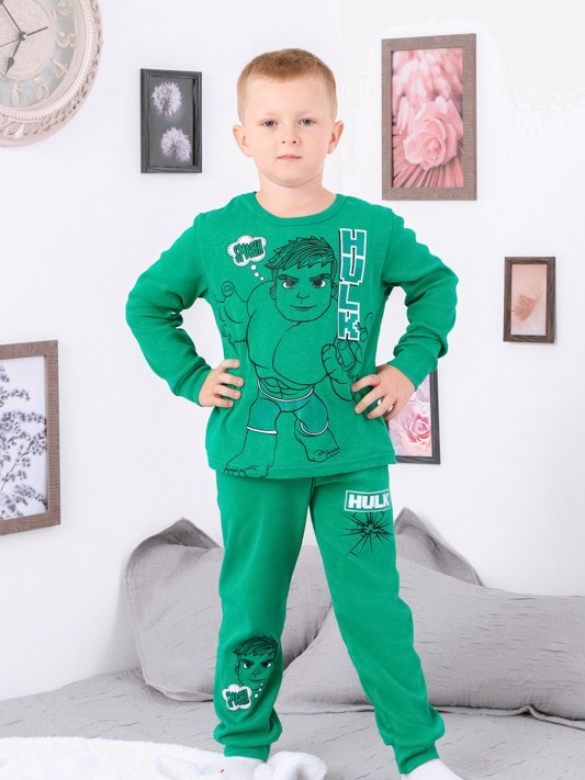 Акція на Піжама дитяча (футболка з довгими рукавами + штани) Носі Своє 6076-008-33-4 116 см Зелена (Халк) (p-7007-128265) від Rozetka