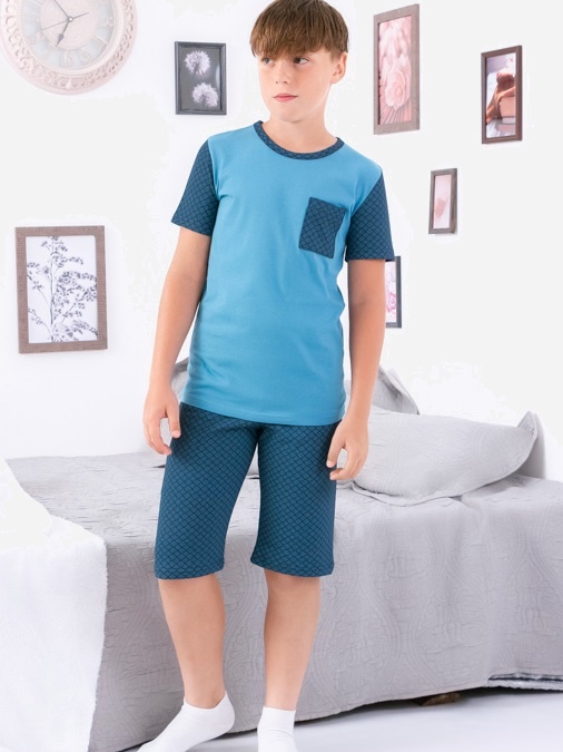 Акція на Піжама літня дитяча (футболка + шорти) Носі Своє 6250-002 152 см Ромби (темна блакить) (p-5846-128299) від Rozetka