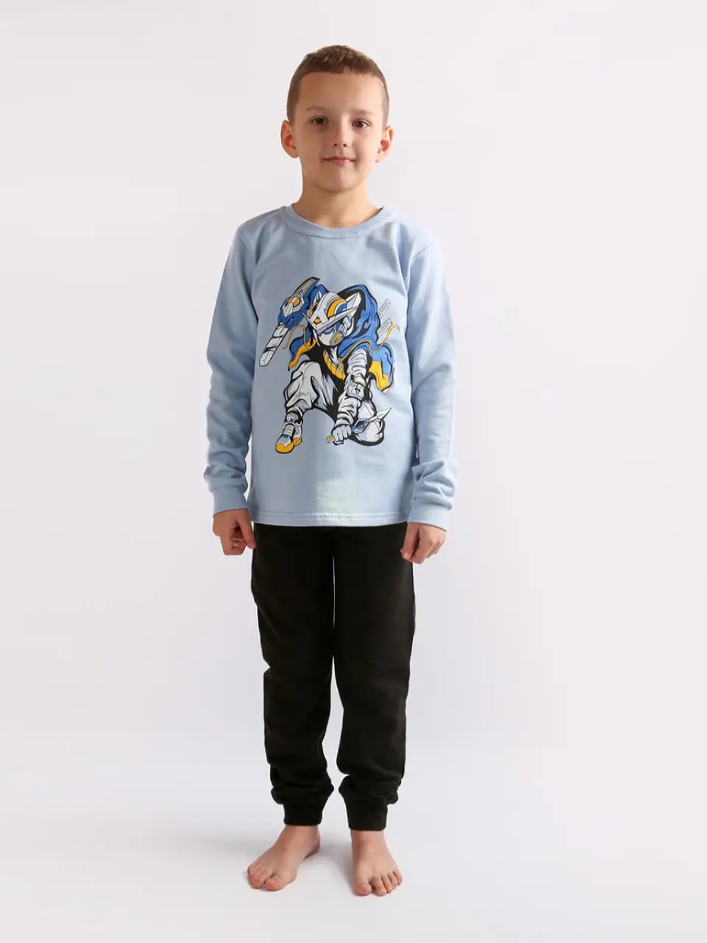Акція на Піжама (світшот + штани) дитяча Фламінго 329-331 128 см Сіро-блакитна від Rozetka