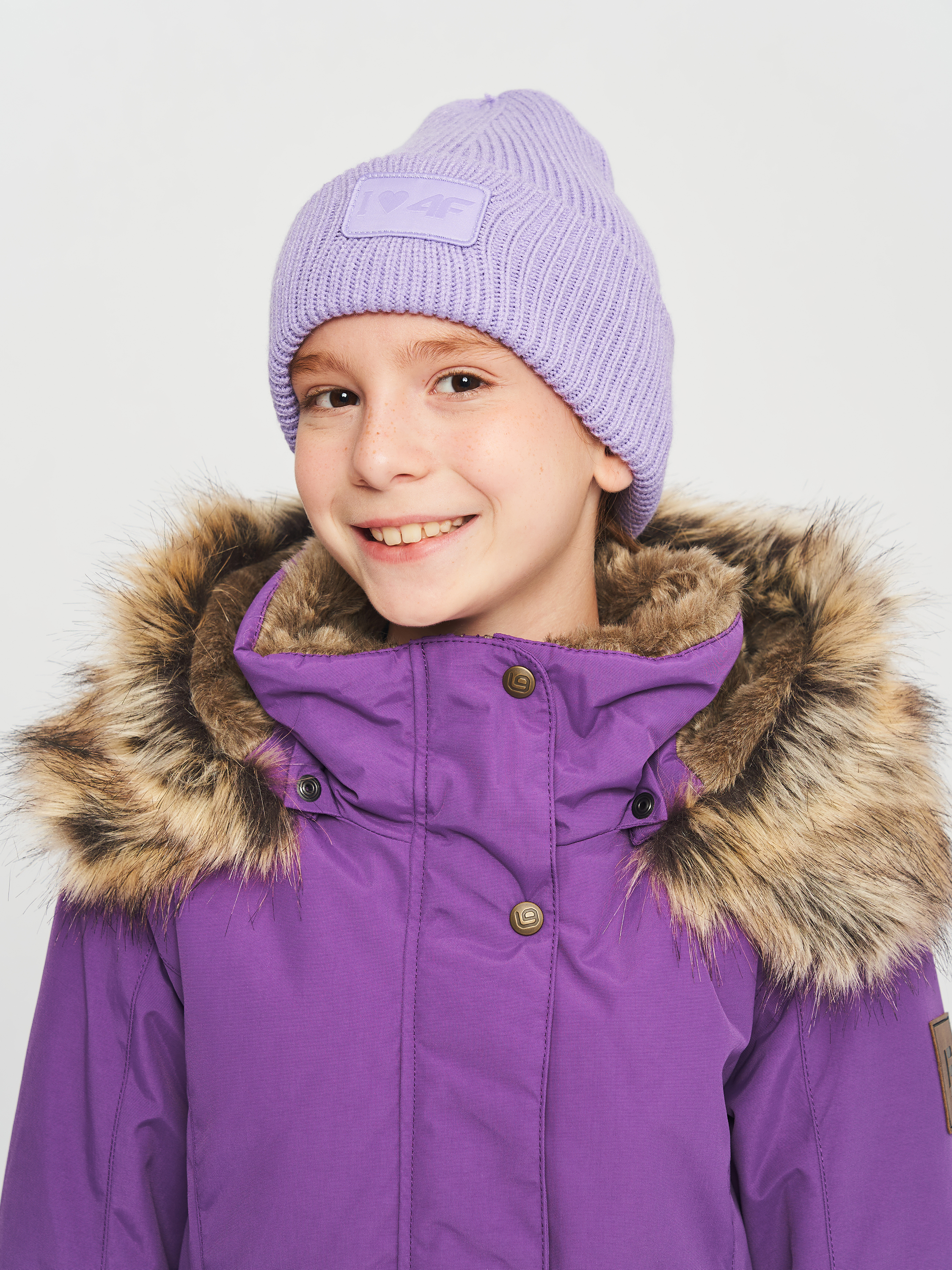 Акция на Дитяча зимова шапка-біні в'язана для дівчинки 4F HJZ22-JCAD003-52S 54 от Rozetka