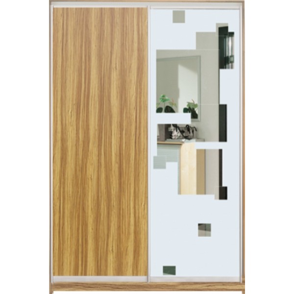 

Шкаф купе Стандарт 3 ДСП/Зеркало с Пескоструем-1 1400x2000x600 двухдверный Matroluxe