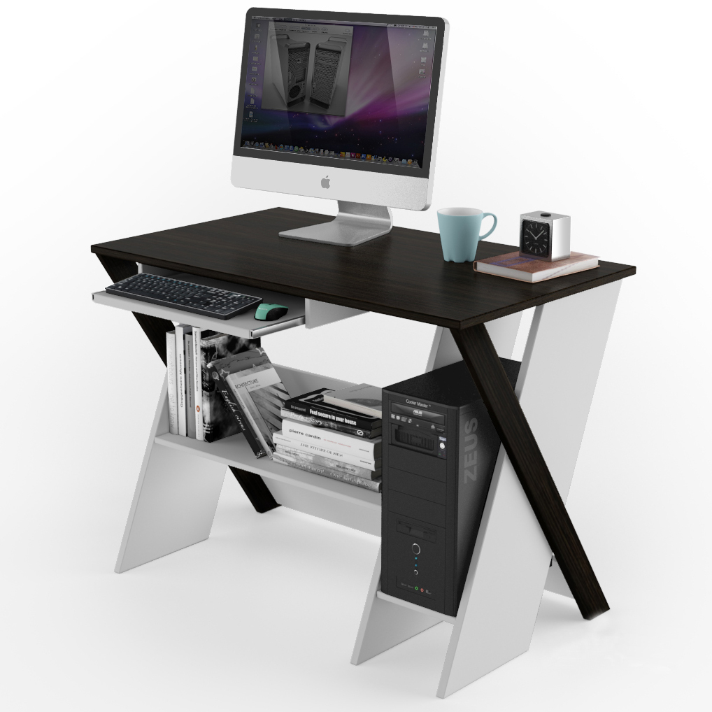 

Стол компьютерный из ЛДСП Comfy Home Zhuk Zeus венге + белый