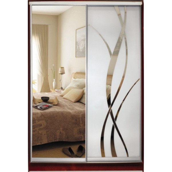

Шкаф купе Стандарт 2 Зеркало/Зеркало с Пескоструем-1 1000x2200x600 двухдверный Matroluxe