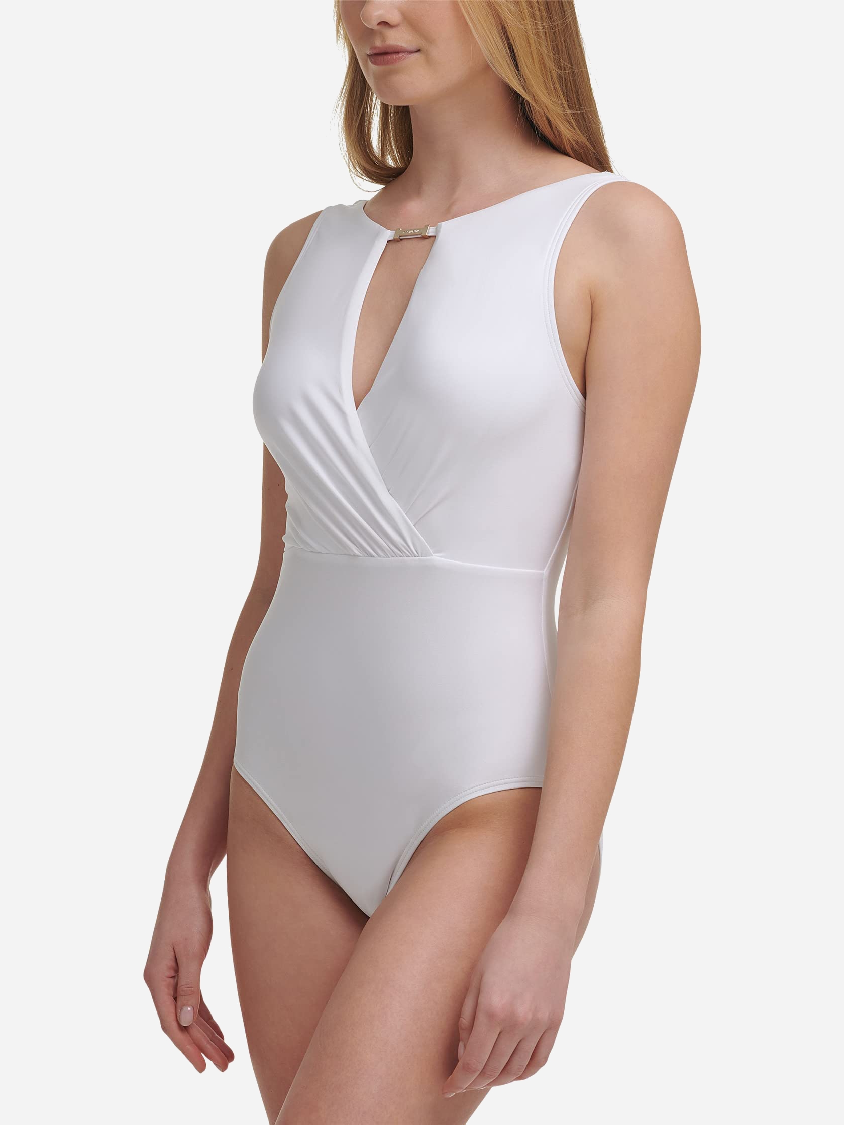 Акція на Купальник суцільний жіночий Calvin Klein Underwear 643331992 XL Білий від Rozetka
