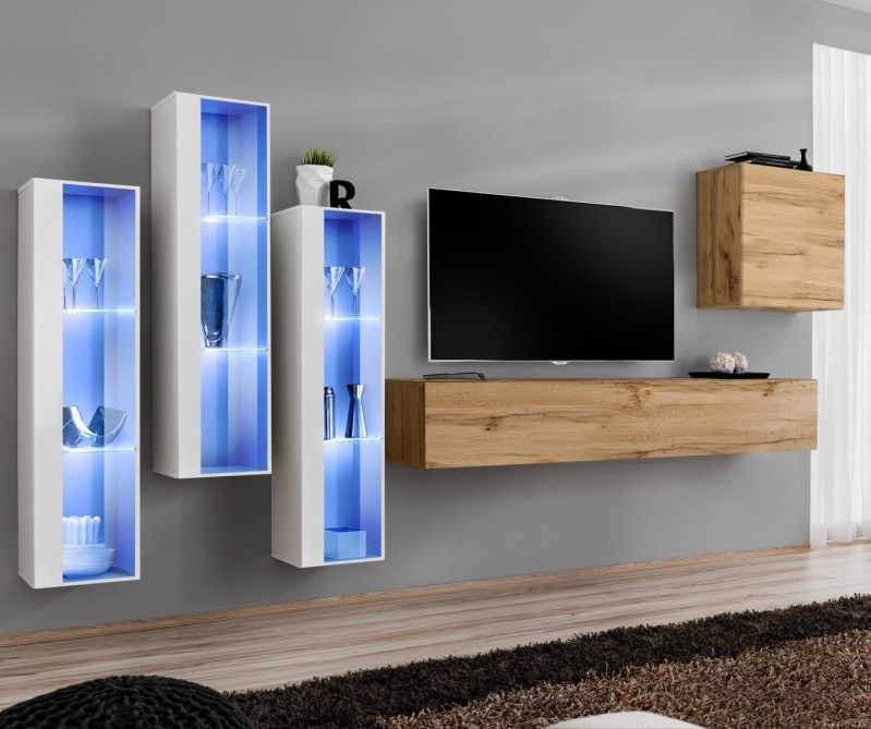 

Гостиная стенка из ДСП/МДФ Switch XIII ASM Meble Польша Дуб Вотан/Белый