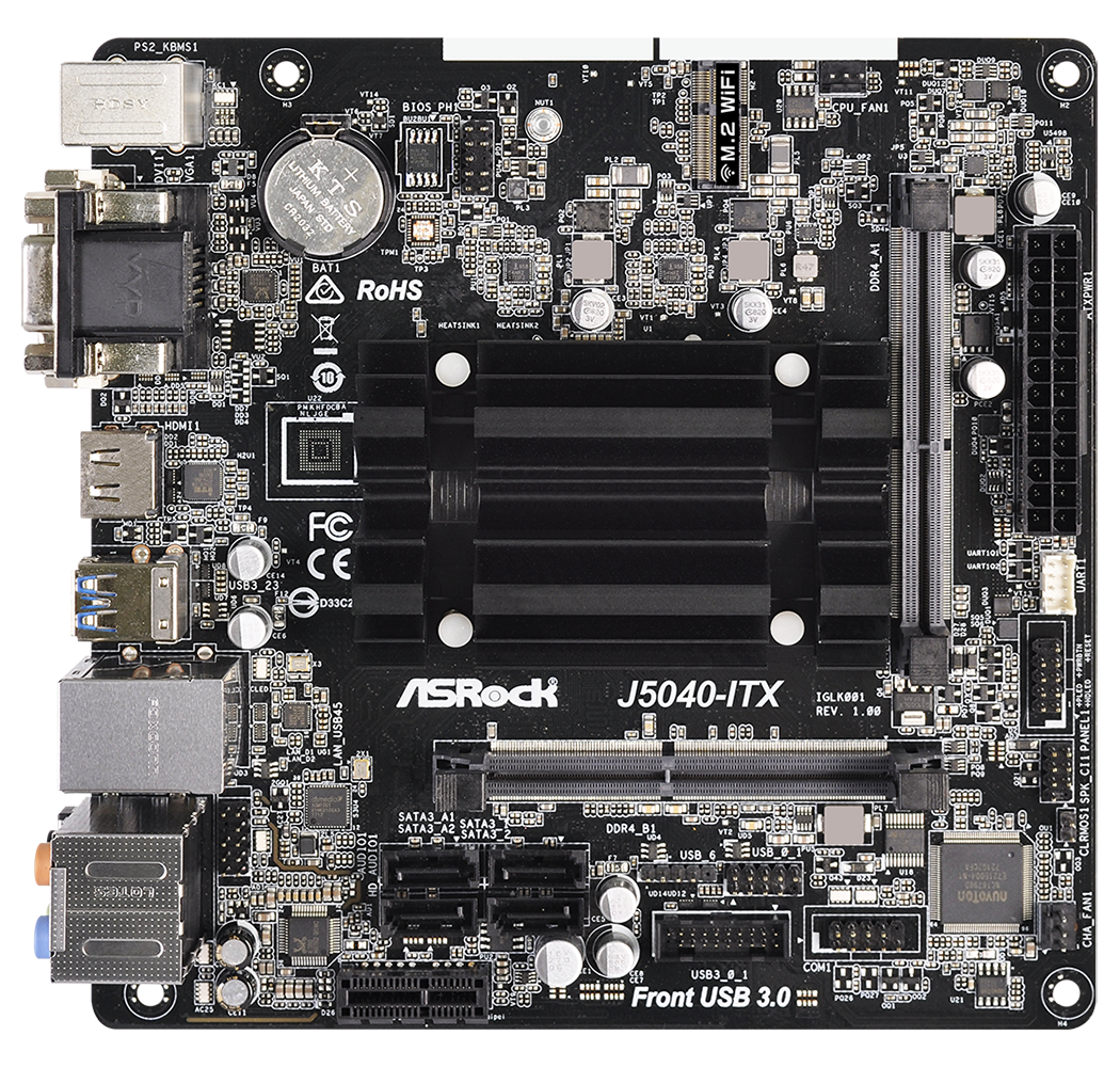 

Материнская плата ASRock J5040-ITX (Intel Pentium Silver J5040, SoC, PCI-Ex1)