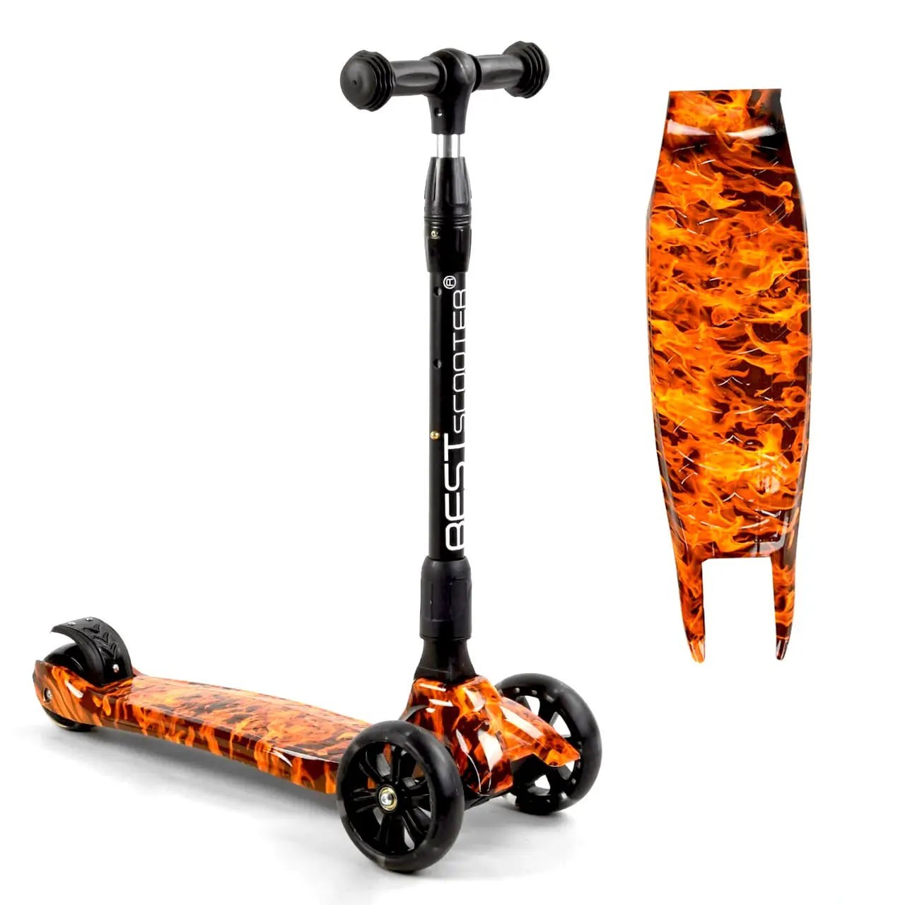 Детский трехколесный самокат Best Scooter Fire черно-оранжевый цвет ...