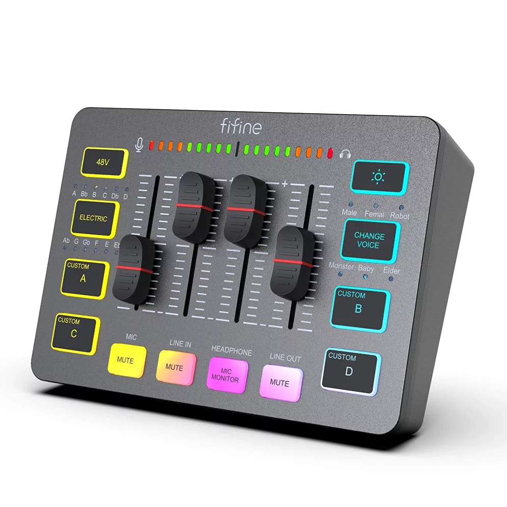 Fifine Ampligame SC3 игровой аудио микшер с XLR, USB звуковая карта ...