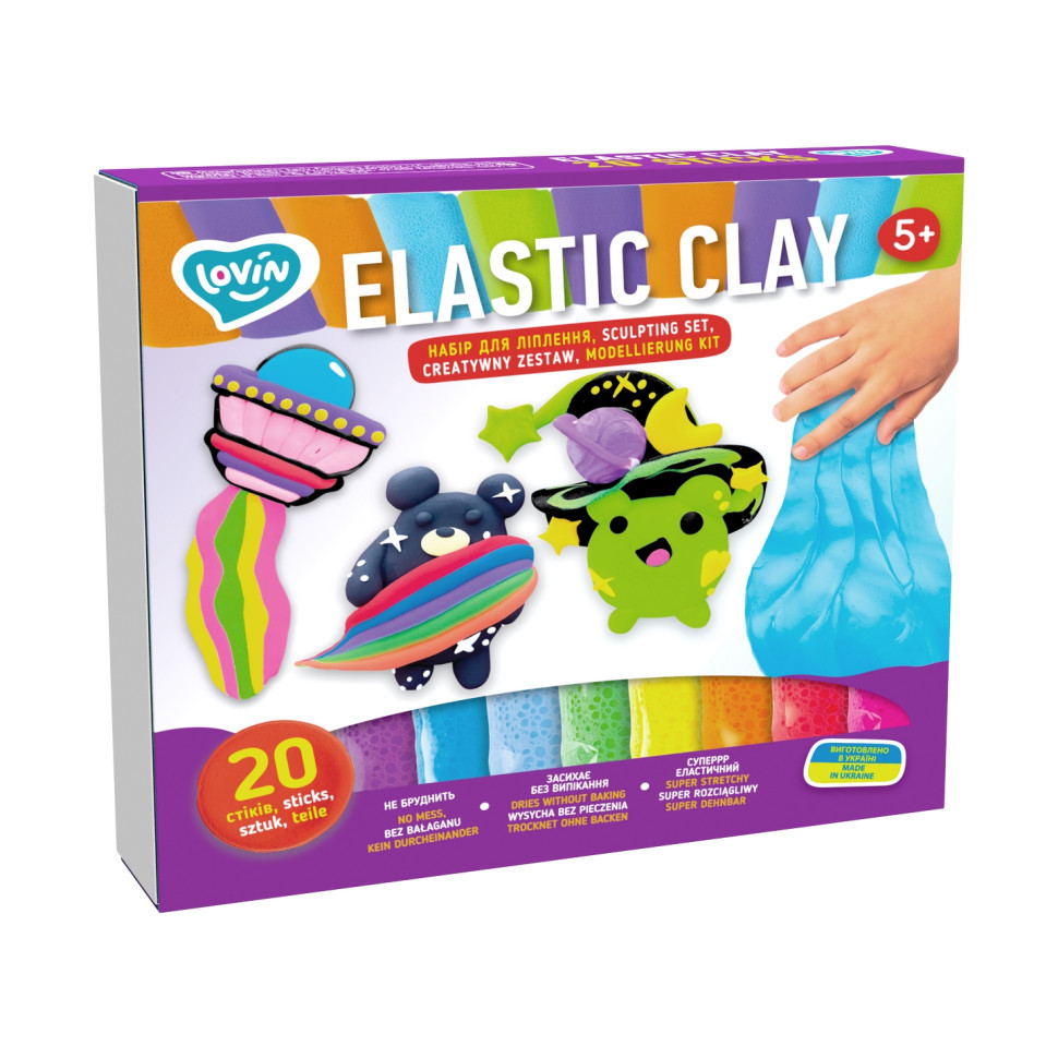 Набор для лепки с воздушным пластилином Elastic Clay TM Lovin 70140, 20 ...