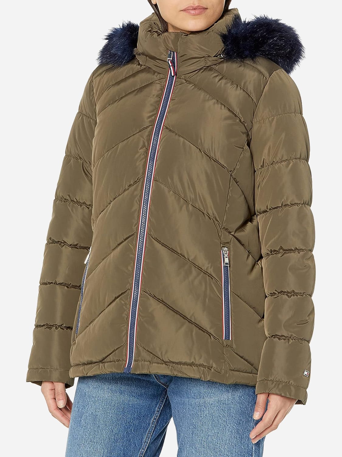 Акція на Куртка зимова коротка жіноча Tommy Hilfiger 741033415 XL Зелена від Rozetka