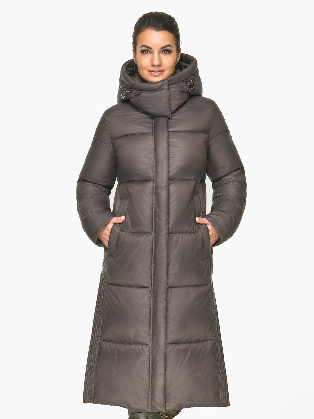 Акция на Куртка зимова довга жіноча Braggart 55005 48 (M) Тауп от Rozetka