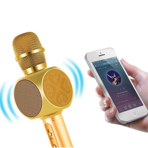 

Караоке микрофон Karaoke Master Gold беспроводной Bluetooth микрофон с динамиком и функцией искажения голоса для дома Желтый