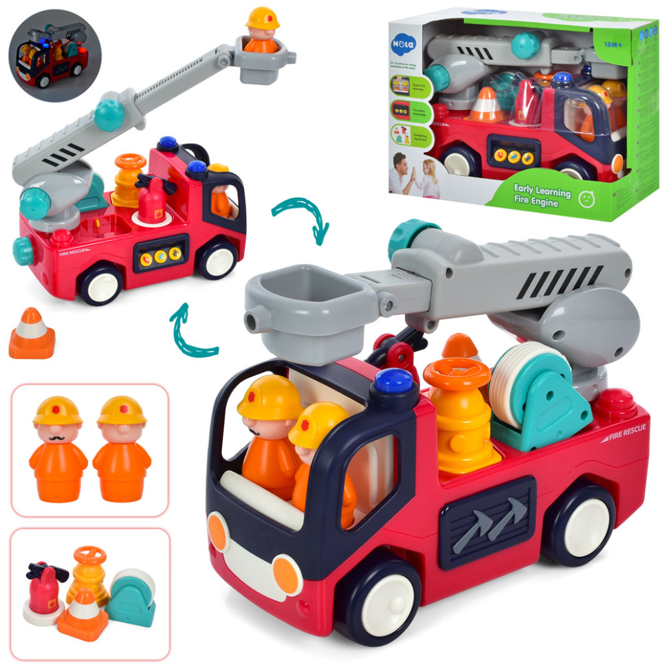 Детская Пожарная машинка Hola Toys E9998-HL Развивающая игрушка со ...