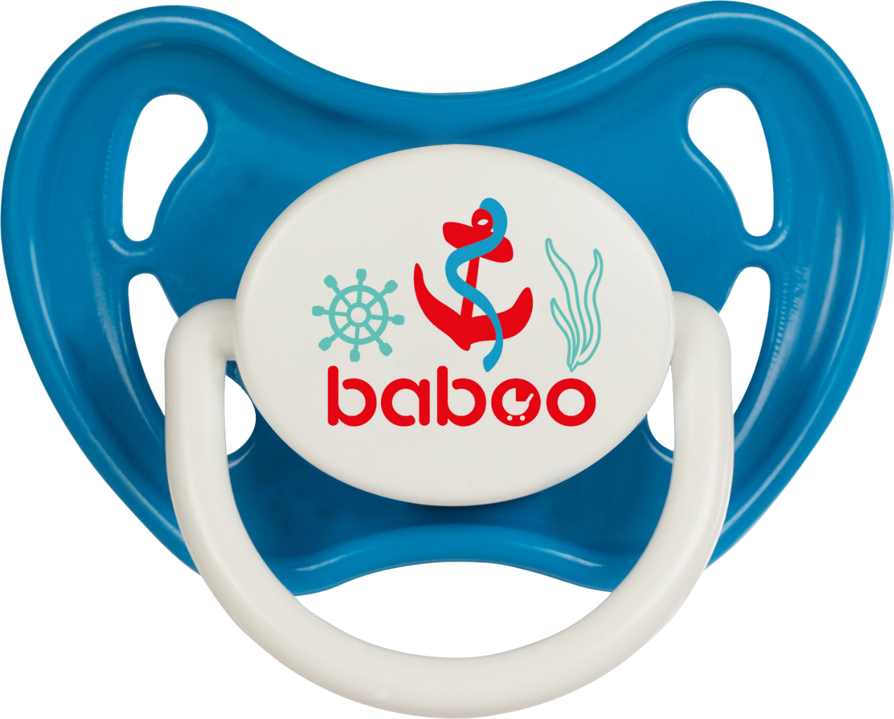 Пустышка Baboo Marine Симметричная Латексная Голубая от 6 месяцев (5 ...