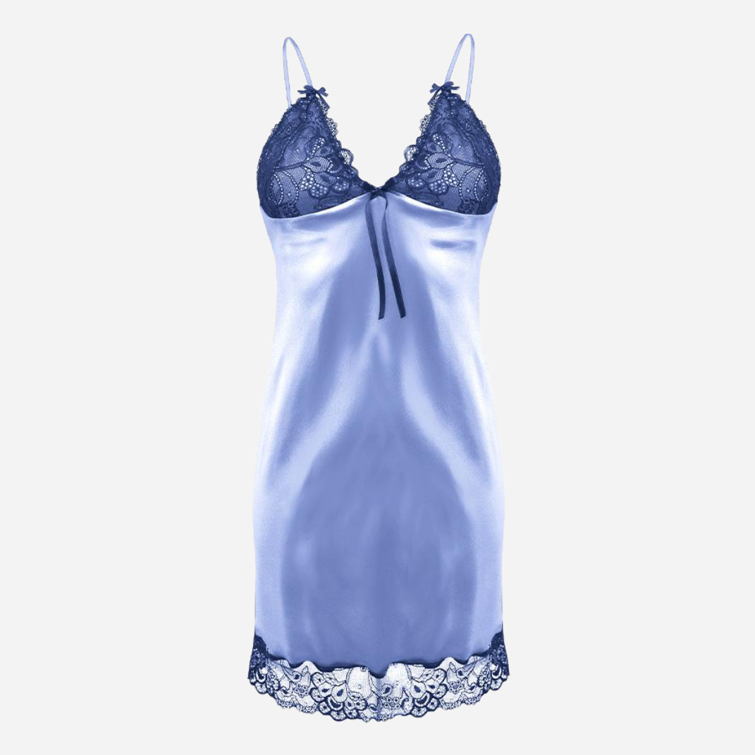 Акція на Нічна сорочка DKaren Slip Karmen 2 M Light Blue від Rozetka