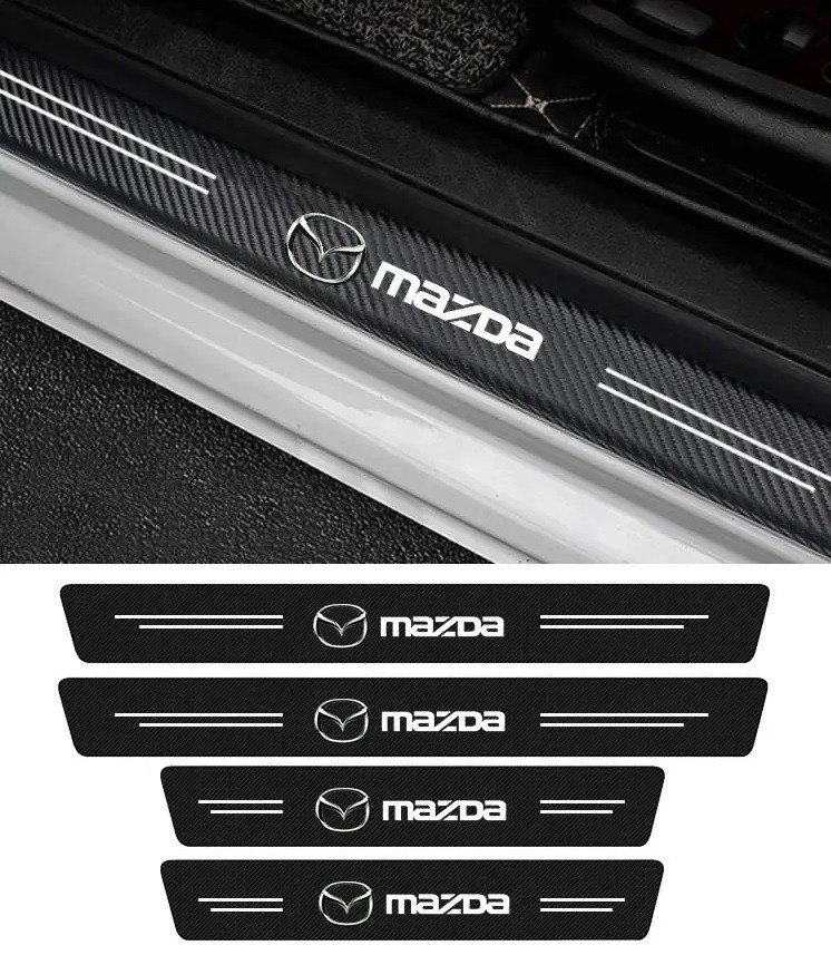 Защитная пленка для порогов с логотипом MAZDA (комплект 4шт.) Carbon ...
