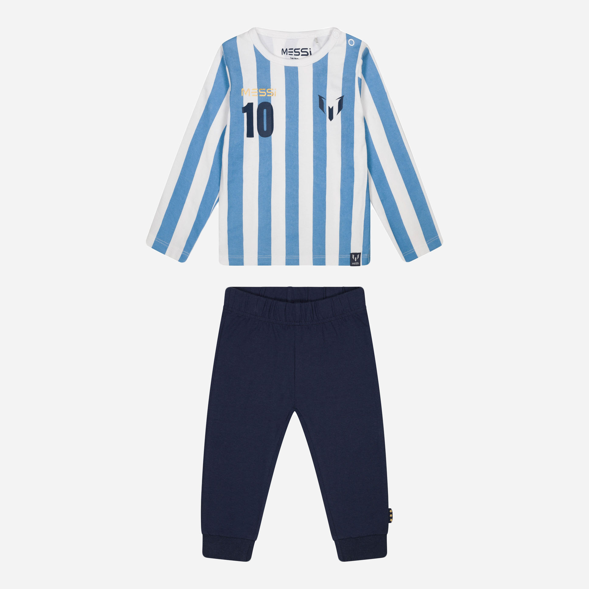 Акция на Піжама (штани + футболка з довгим рукавом) дитяча Messi S49309-2 98-104 см Light Blue/White от Rozetka