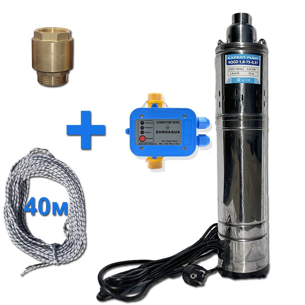 Погружной шнековый насос EXPERT PUMP 4QGD 2.1-100-0,55 + комлект для ...