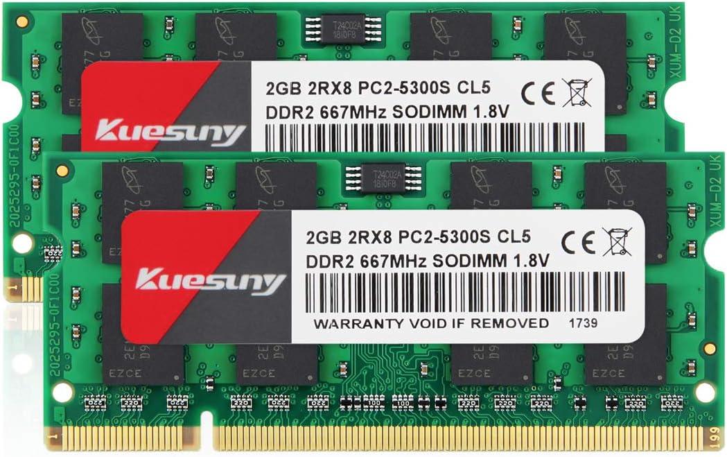 Модули памяти Kuesuny 4 ГБ (2X2 ГБ) DDR2 667 МГц Sodimm Ram PC2-5300 ...