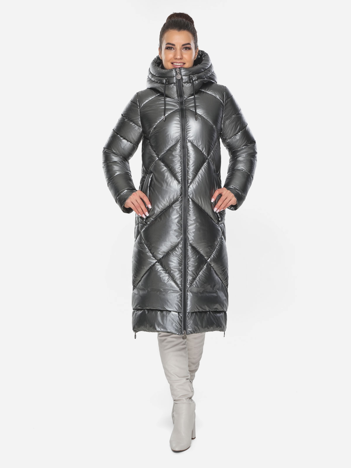 Акция на Куртка зимова довга жіноча Braggart 51675 XXS (42) Темний пірит от Rozetka