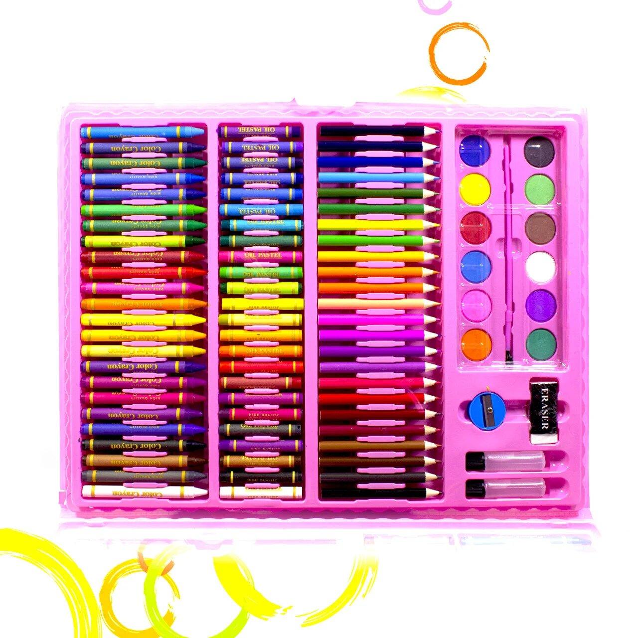 Набор для рисования Lesko Super Mega Art Set 208 предметов розовый ...