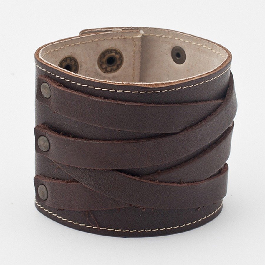 Dallaiti Flat Leather Bracelet with Metal Buckle